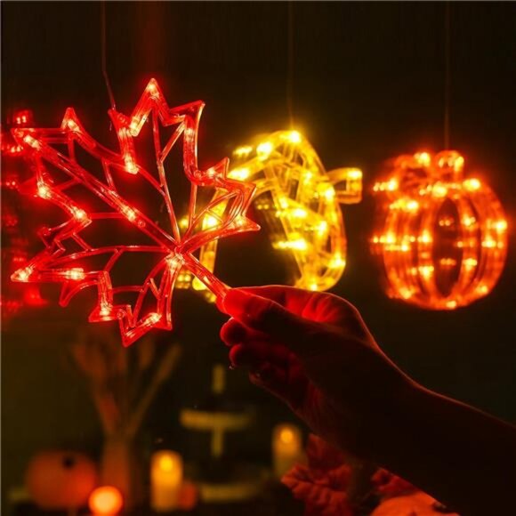 Fall Decor Window Lights 2025 Thanksgiving Decorations Acorn Maple - Picture 4 of 7